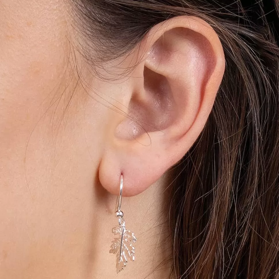 Pia Bijoux Boucles D'oreilles | Boucles d’oreilles en Argent Feuilles de Longévité