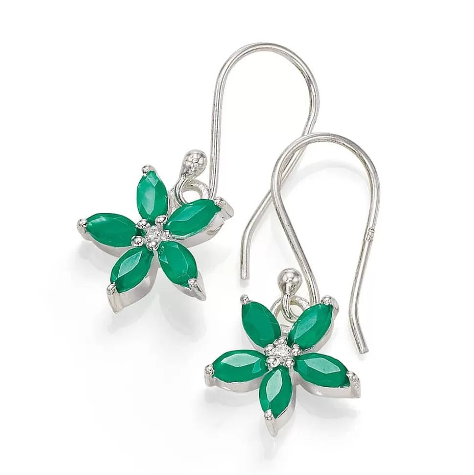 Pia Bijoux Boucles D'oreilles | Boucles d’oreilles Onyx Vert Pétales Positifs