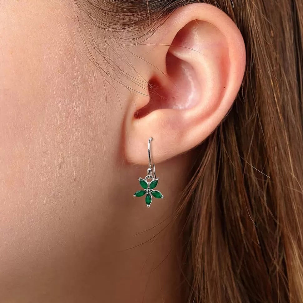 Pia Bijoux Boucles D'oreilles | Boucles d’oreilles Onyx Vert Pétales Positifs