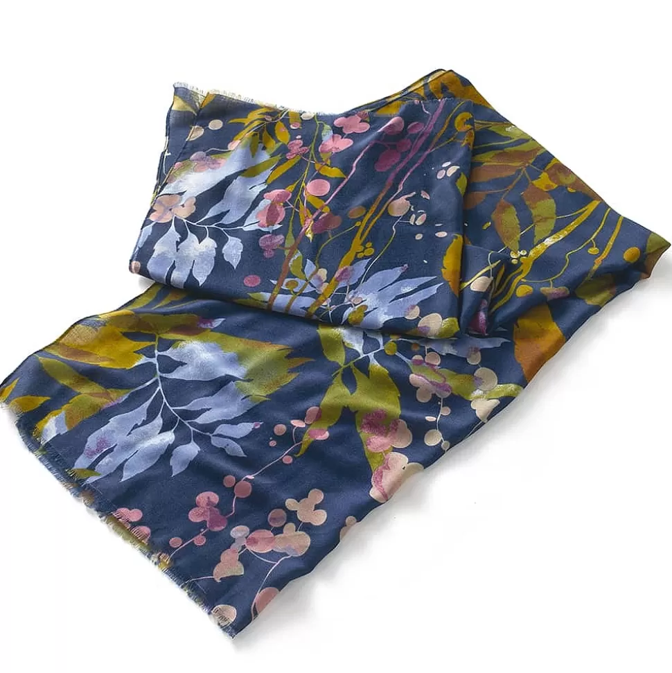 Pia Bijoux Écharpes Et Foulards | Écharpe Florale Originale en Bleu