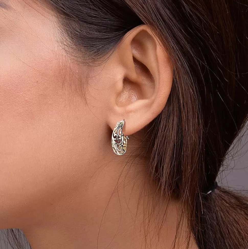 Pia Bijoux Boucles D'oreilles | Créoles en Argent Floraison Fine