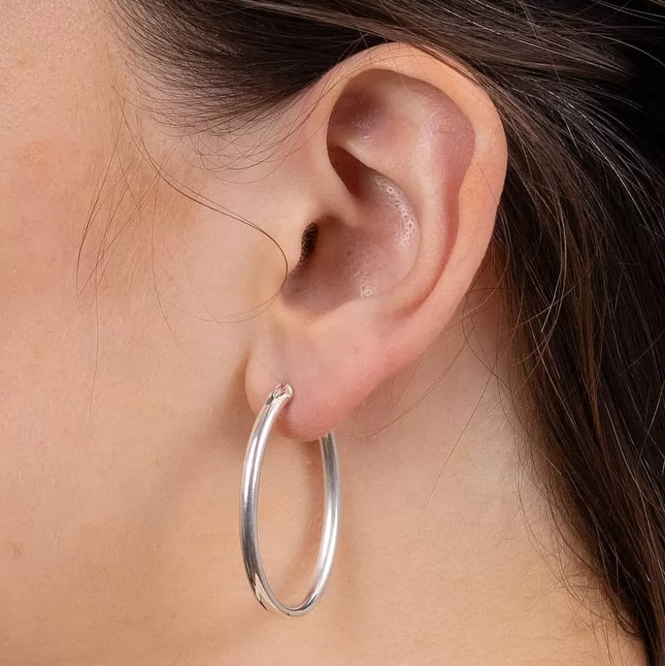 Pia Bijoux Boucles D'oreilles | Créoles en Argent Élégante Perspective