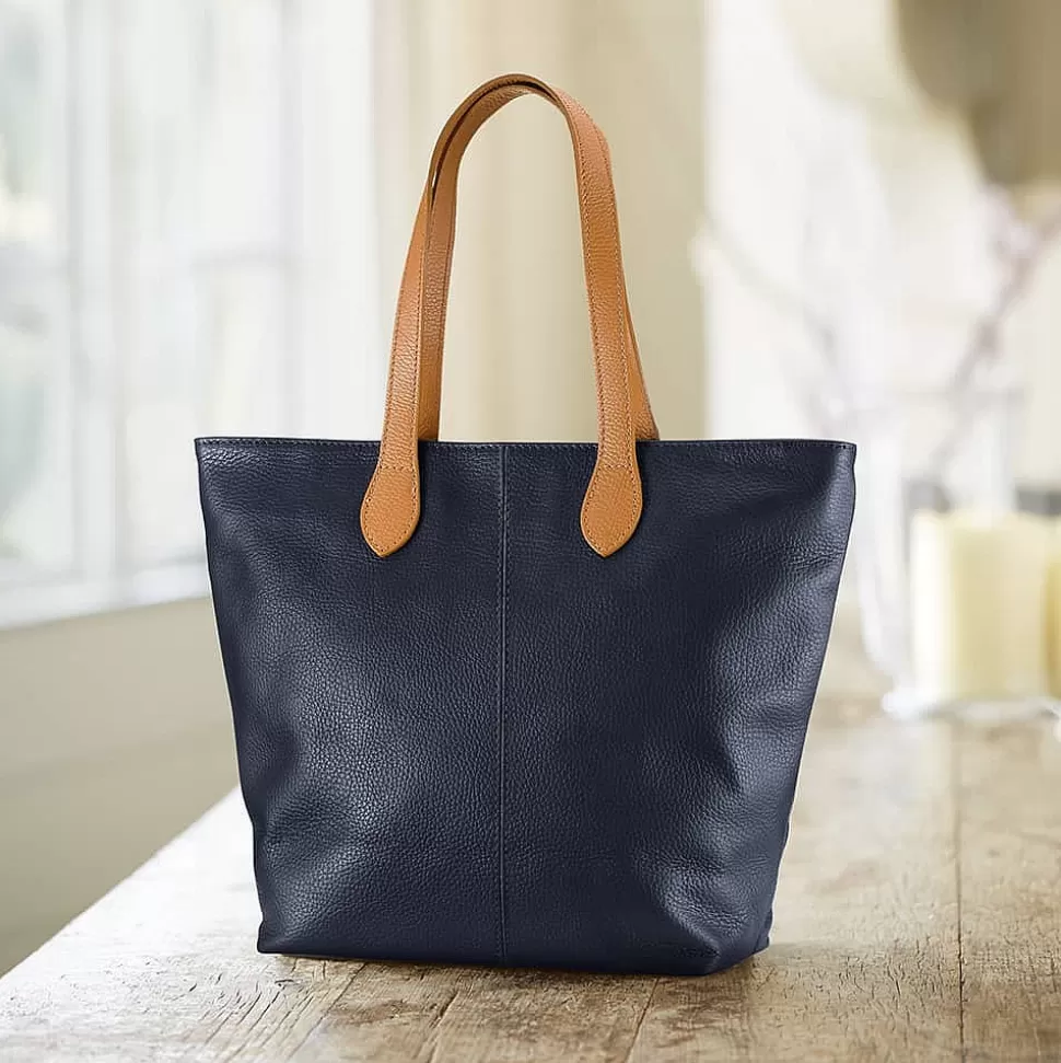 Pia Bijoux Sacs | Sacs À Main | Fourre-Tout en Cuir Bleu Marine En Ville