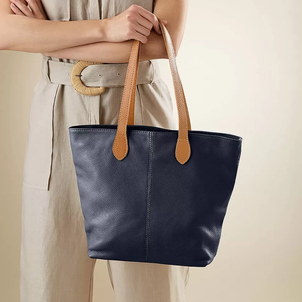 Pia Bijoux Sacs | Sacs À Main | Fourre-Tout en Cuir Bleu Marine En Ville