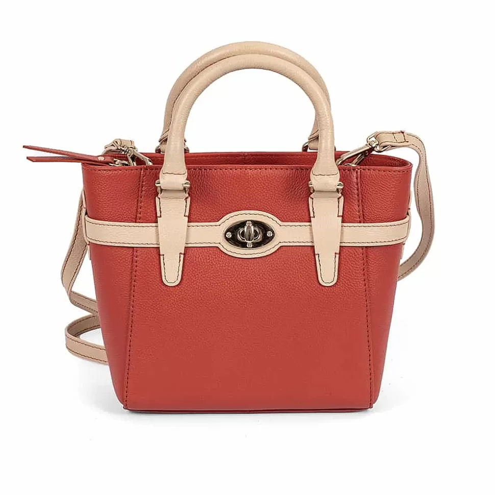 Pia Bijoux Sacs | Mini Fourre-tout en Cuir Corail Insouciante