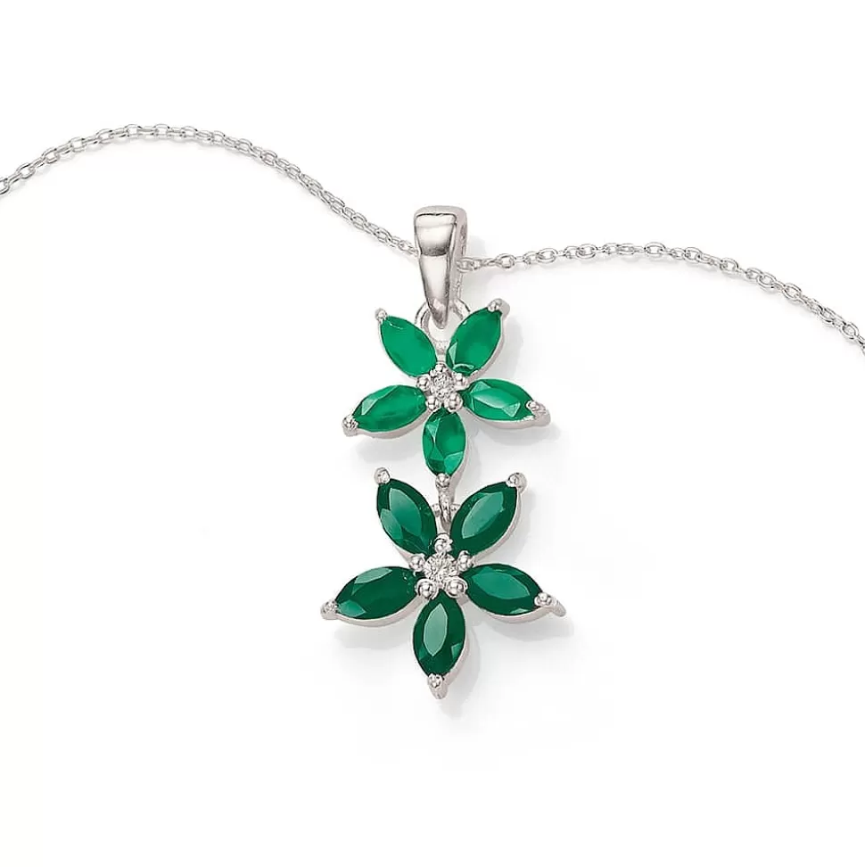 Pia Bijoux Colliers Et Pendentifs | Pendentif Onyx Vert Pétales Positifs