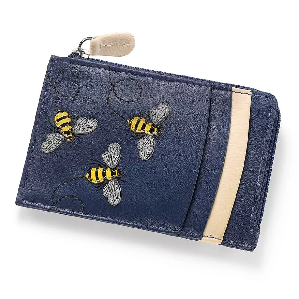 Pia Bijoux Sacs | Portefeuilles & Porte-monnaie | Porte-cartes en Cuir Marine Bonheur d’Abeille