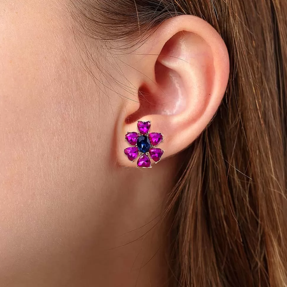 Pia Bijoux Boucles D'oreilles | Puces Fuchsia Regards sur Moi