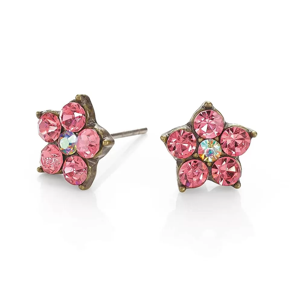 Pia Bijoux Boucles D'oreilles | Puces Roses Beaux Pétales