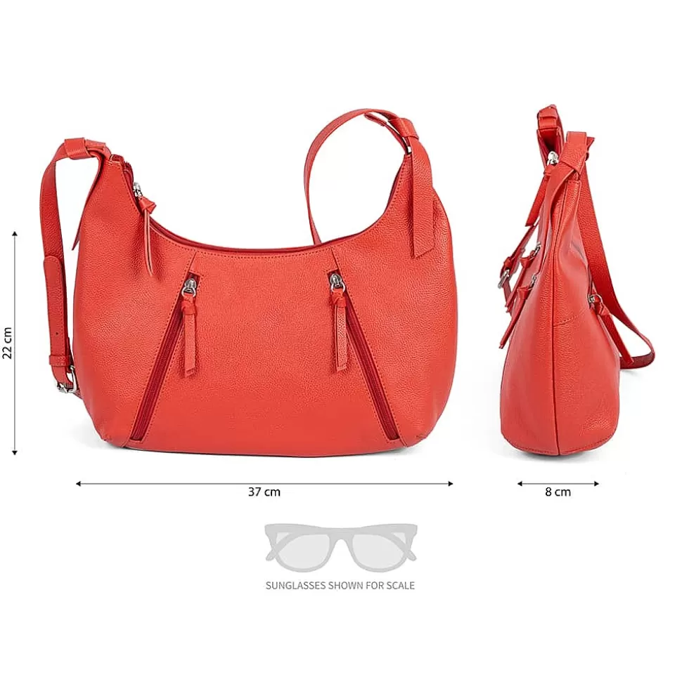 Pia Bijoux Sacs | Sacs Portés Travers | Sac Bandoulière en Cuir Corail Colorez-Moi