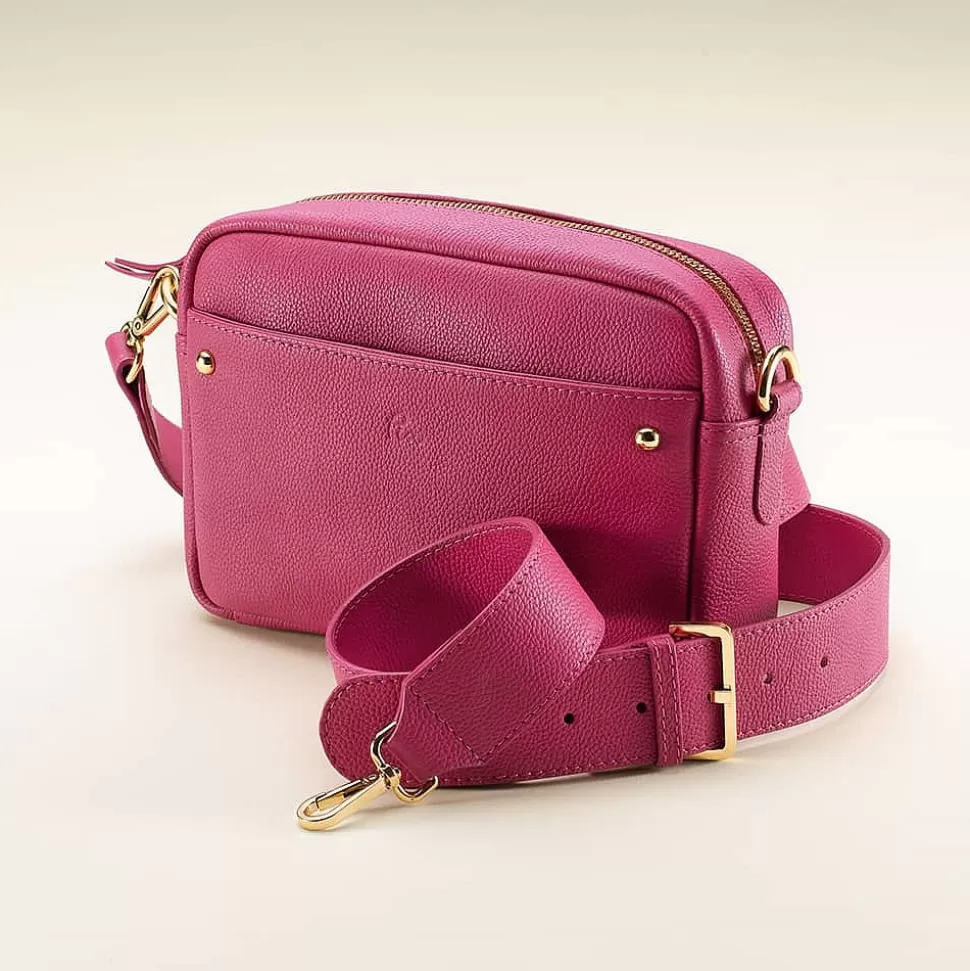 Pia Bijoux Sacs | Sacs Portés Travers | Sac Bandoulière en Cuir Fuchsia Doucement