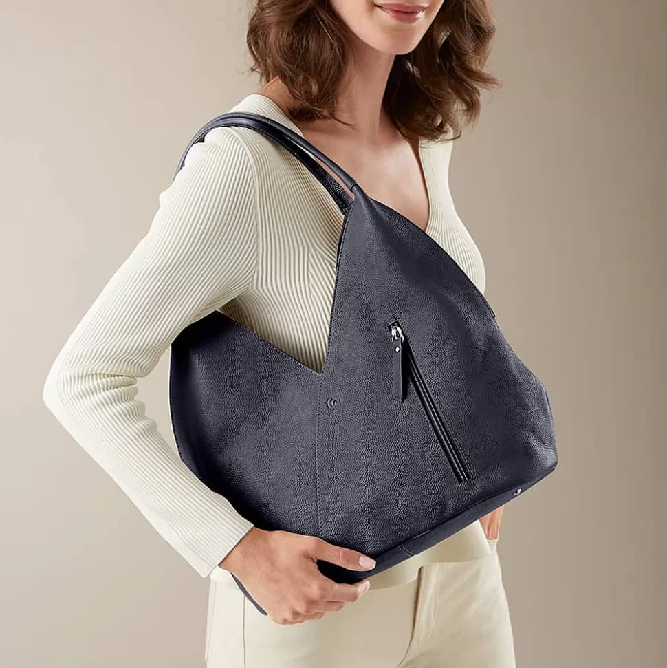 Pia Bijoux Sacs | Sacs À Main | Sac en Cuir Bleu Marine Tulipe