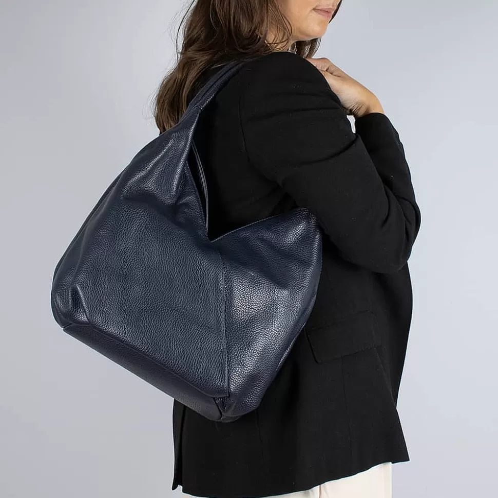 Pia Bijoux Sacs | Sacs À Main | Sac en Cuir Bleu Marine Tulipe