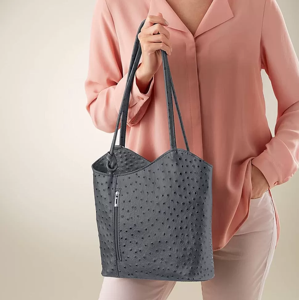 Pia Bijoux Sacs | Sacs À Main | Sac en Cuir Gris Élégamment Gaufrés